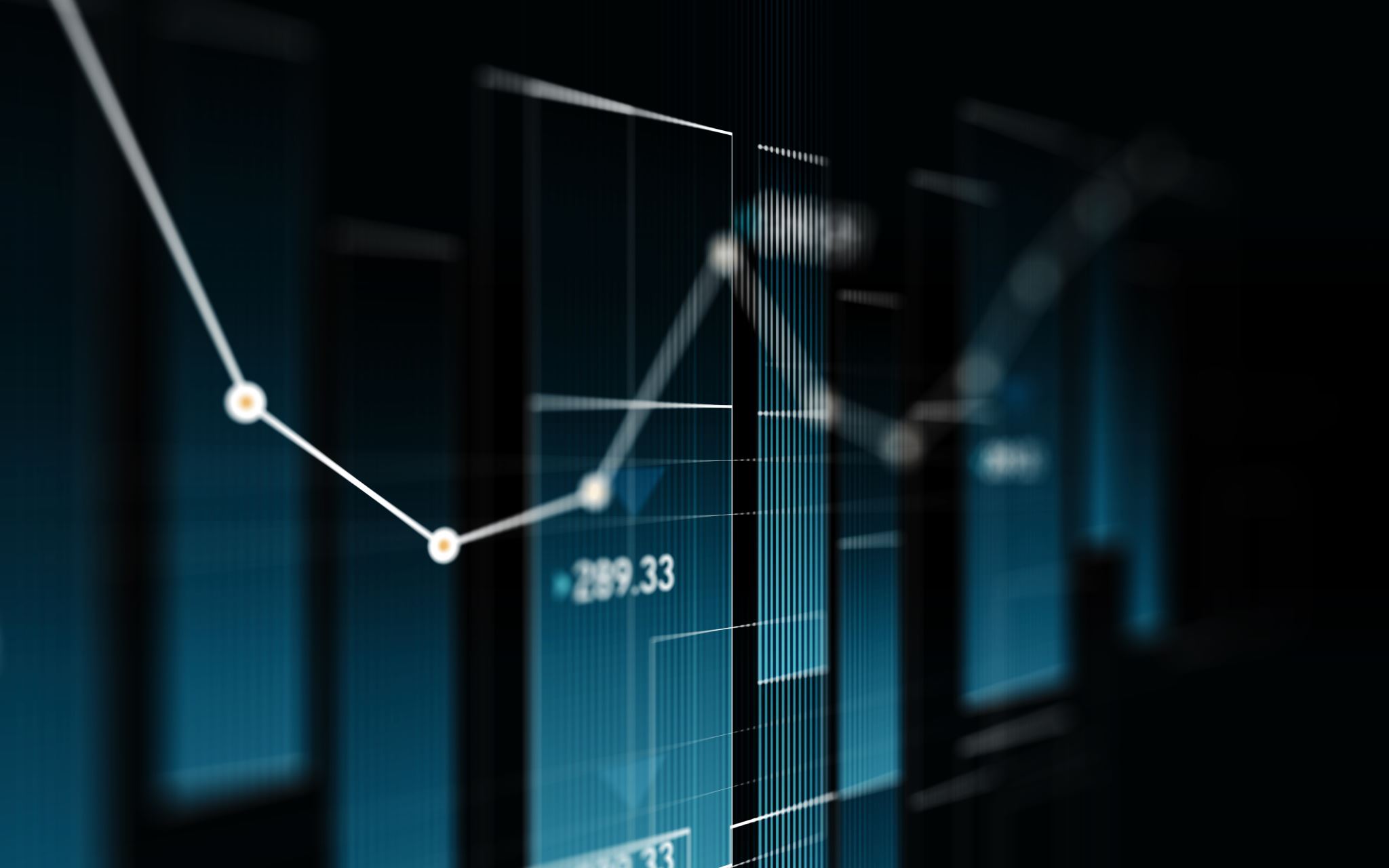 Data analytics dashboard on computer screen